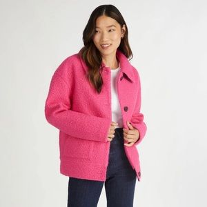 NVLT Faux Wool Boucle Trucker Jacket FUCHSIA SIZE XL